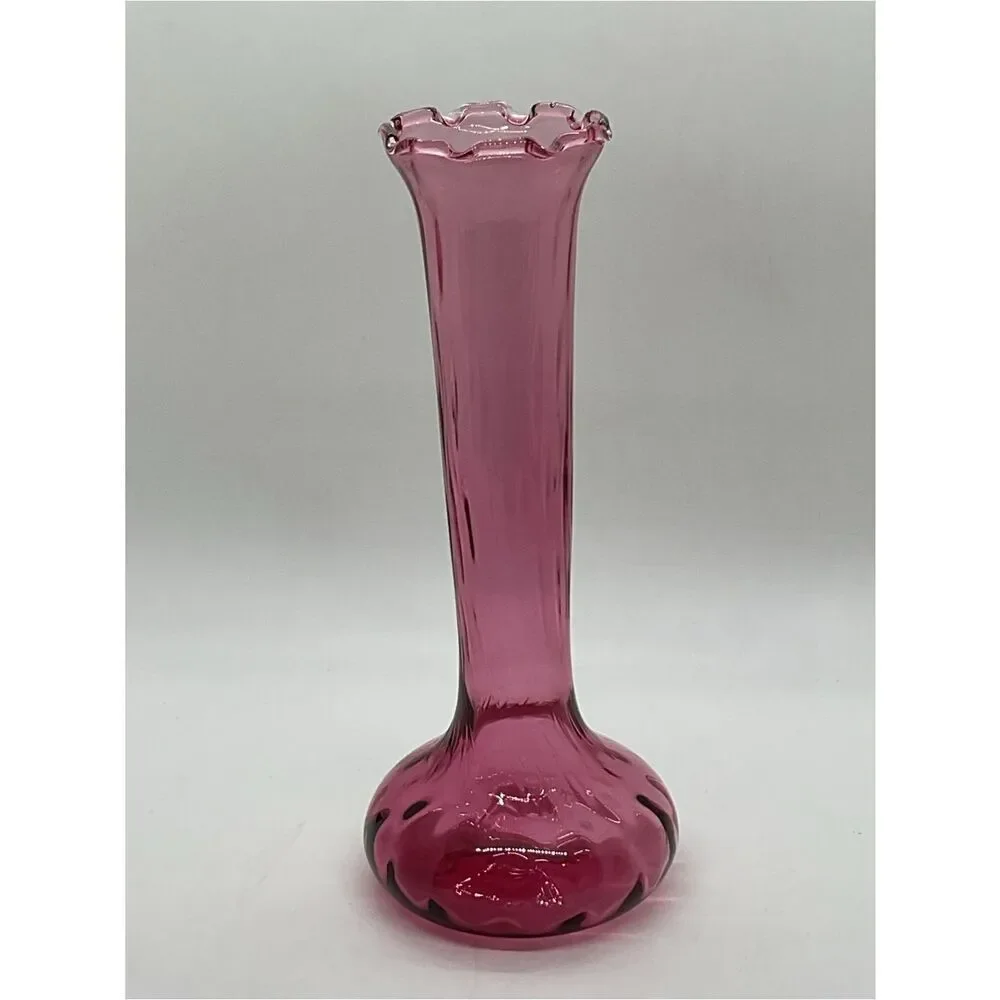 Vintage Pilgrim Cranberry Glass Bud Vase